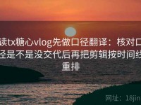 读tx糖心vlog先做口径翻译：核对口径是不是没交代后再把剪辑按时间线重排