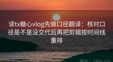 读tx糖心vlog先做口径翻译：核对口径是不是没交代后再把剪辑按时间线重排