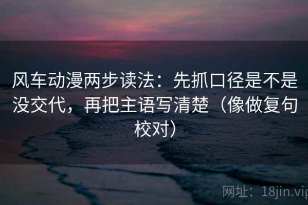 风车动漫两步读法：先抓口径是不是没交代，再把主语写清楚（像做复句校对）