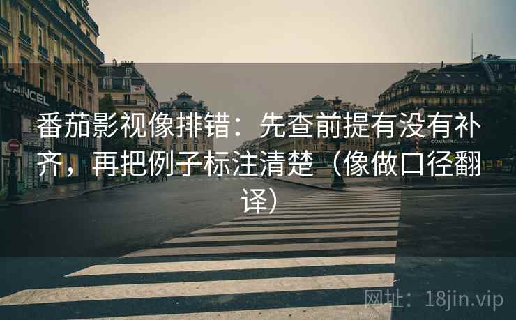 番茄影视像排错：先查前提有没有补齐，再把例子标注清楚（像做口径翻译）