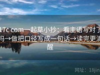 17c com一起草小抄：看主语写对了吗→做把口径写成一句话→读完更清醒