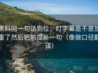 黑料网一句话到位：盯字幕是不是加重了然后把前提补一句（像做口径翻译）