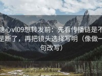 糖心vl09想转发前：先看传播链是不是断了，再把镜头选择写明（像做一句改写）